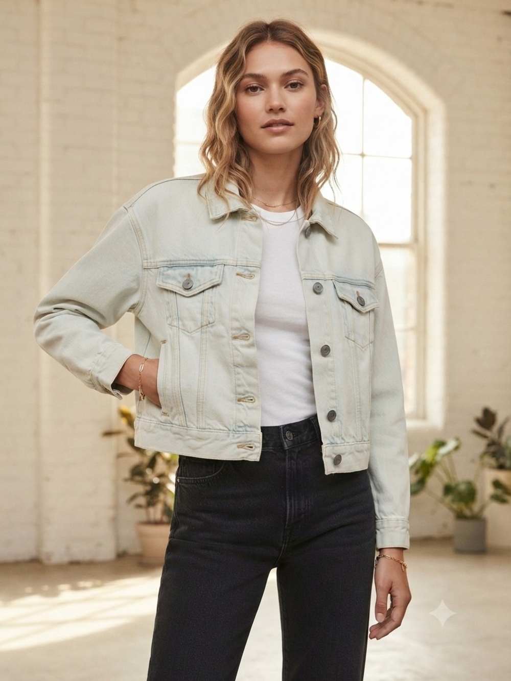 AllSaints Ellis Denim Jacket – Bleach Indigo Blue NWT size M